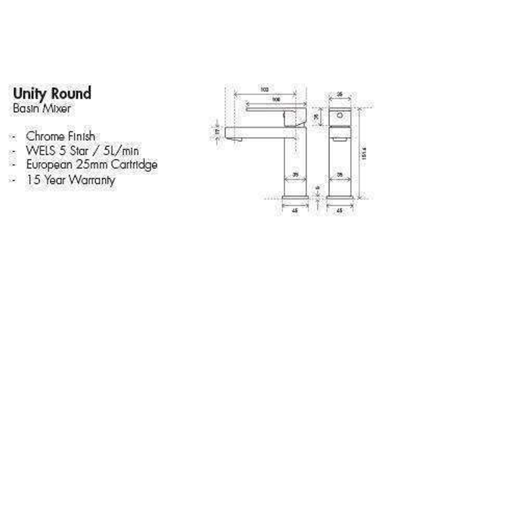 Aspire Unity Round Basin Mixer Chrome