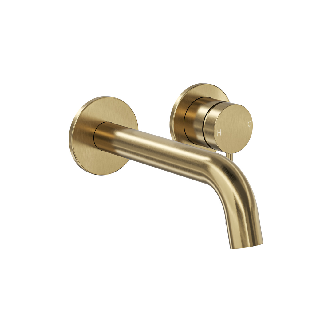 Aspire Air Wall Basin/Bath Mixer (Separate Plate) Brushed Brass