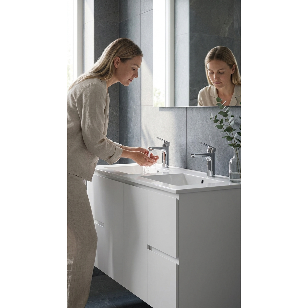 Aspire Unity II 1500 S/Bowl Vanity W/Hung China Top White 1 Tap Hole