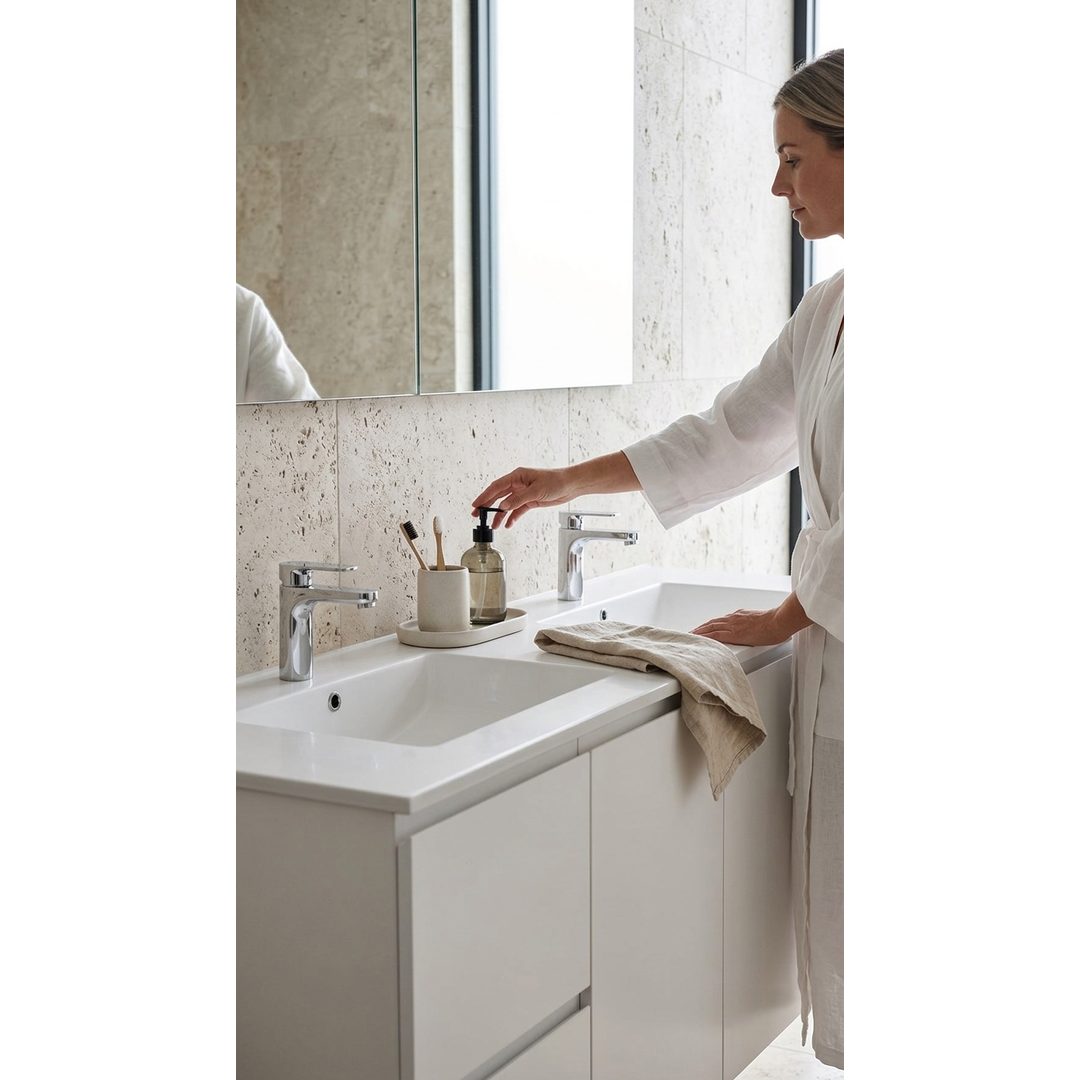 Aspire Unity II 1500 S/Bowl Vanity W/Hung China Top White 1 Tap Hole