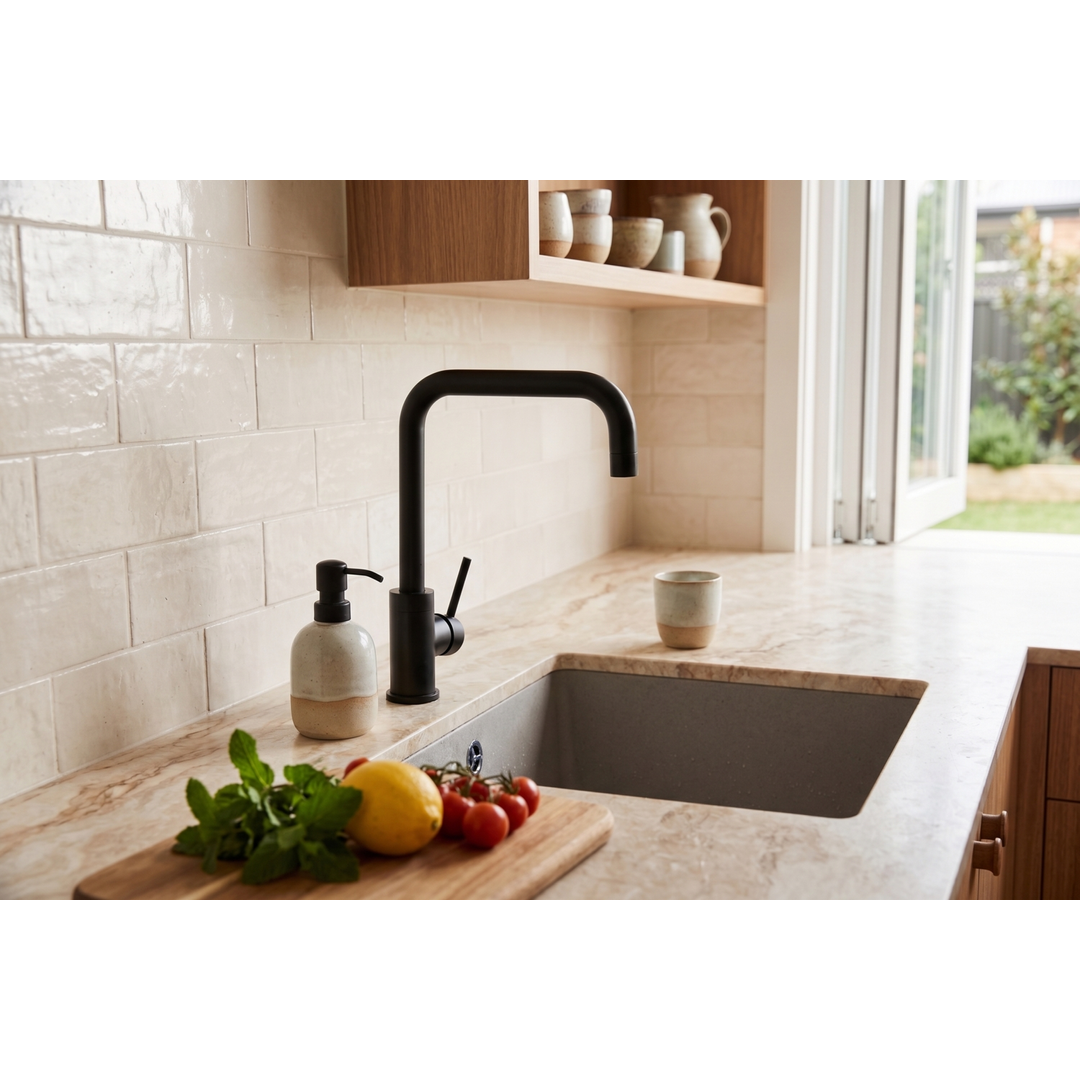 Aspire Within Pin Lever Square Neck Sink Mixer Matte Black