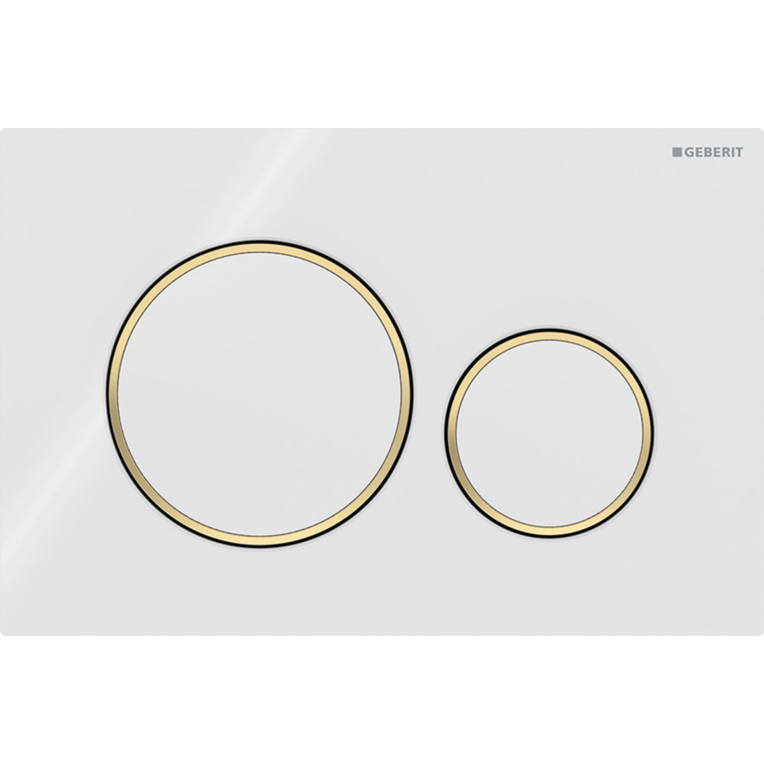 Aspire Urban II Wf Inwall Suite Round White & Gold Button Cistern Seat & Pan