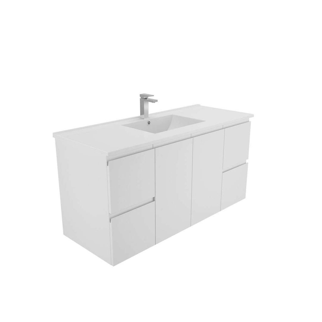 Aspire Unity II 1200 Vanity 1 Tap Hole W/Hung C/W Sq Ceramic Top White