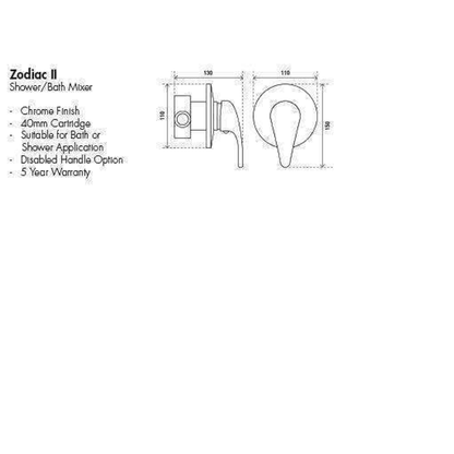 Aspire Zodiac II - Chrome Shower/Bath Mixer