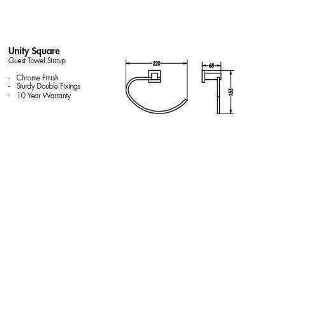 Aspire Unity **Square** Guest Towel Holder Chrome  **24004**