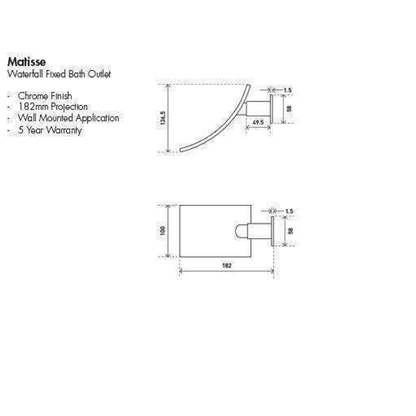 Aspire Matisse Waterfall Fixed Wall Outlet 175mm Chrome
