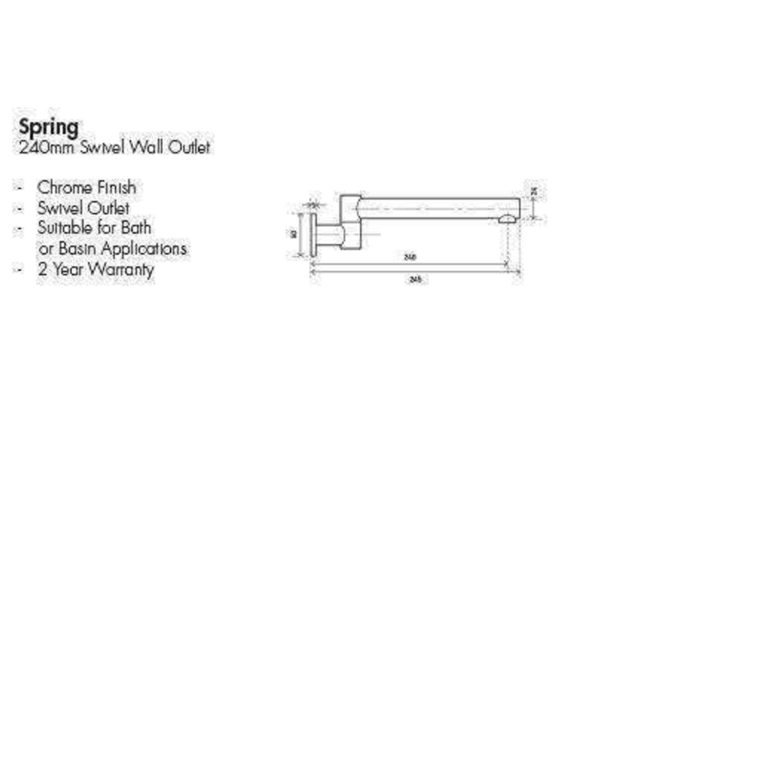 Aspire Spring Bath Swivel Outlet 240mm Chrome