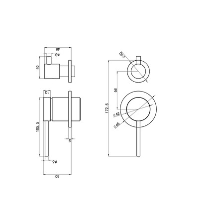 Aspire Air Shower/Bath Mixer Diverter (Separate Plate) Brushed Brass