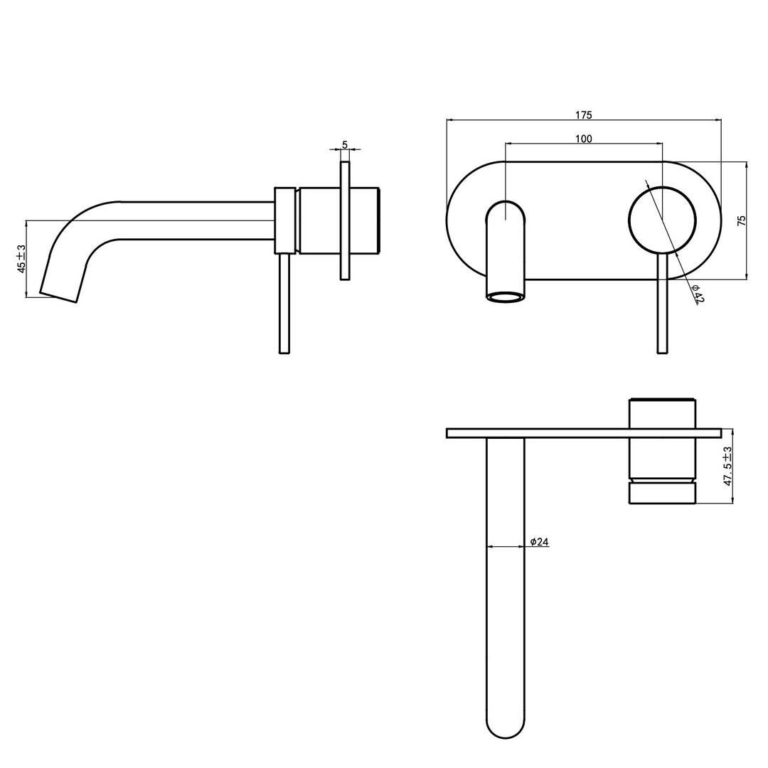 Aspire Air Wall Mixer With Spout And Plate Chrome