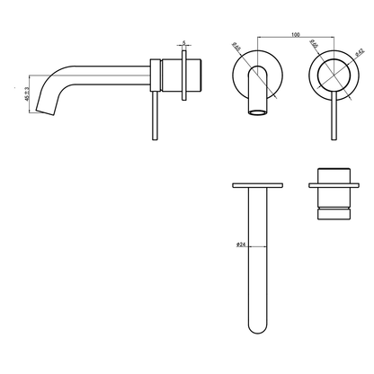 Aspire Air Wall Basin/Bath Mixer Separate Plates Chrome