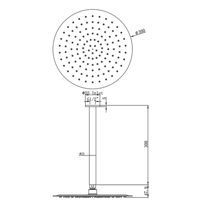 Aspire Air 300Mm Shower Ceiling Arm Chrome