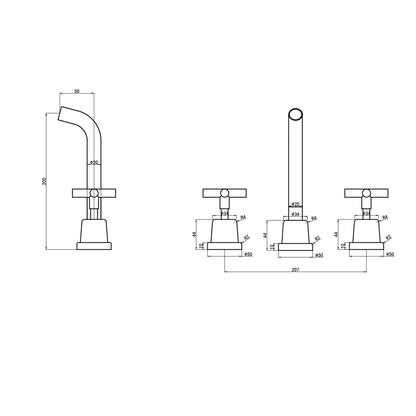 Aspire Air Cross Handle 3 Piece Basin/Bath Set Chrome