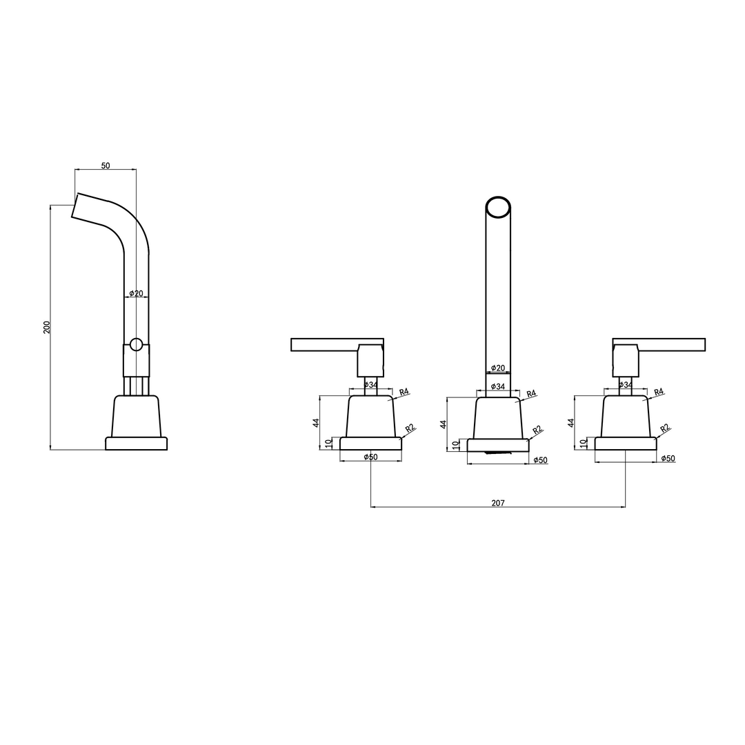 Aspire Air Lever Handle 3 Piece Basin/Bath Set Brushed Brass