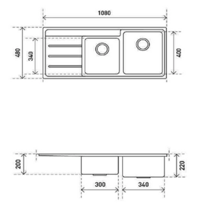 Aspire Unity 1&amp;3/4 Rh Bowl 1080 X 480 S/Steel Sink