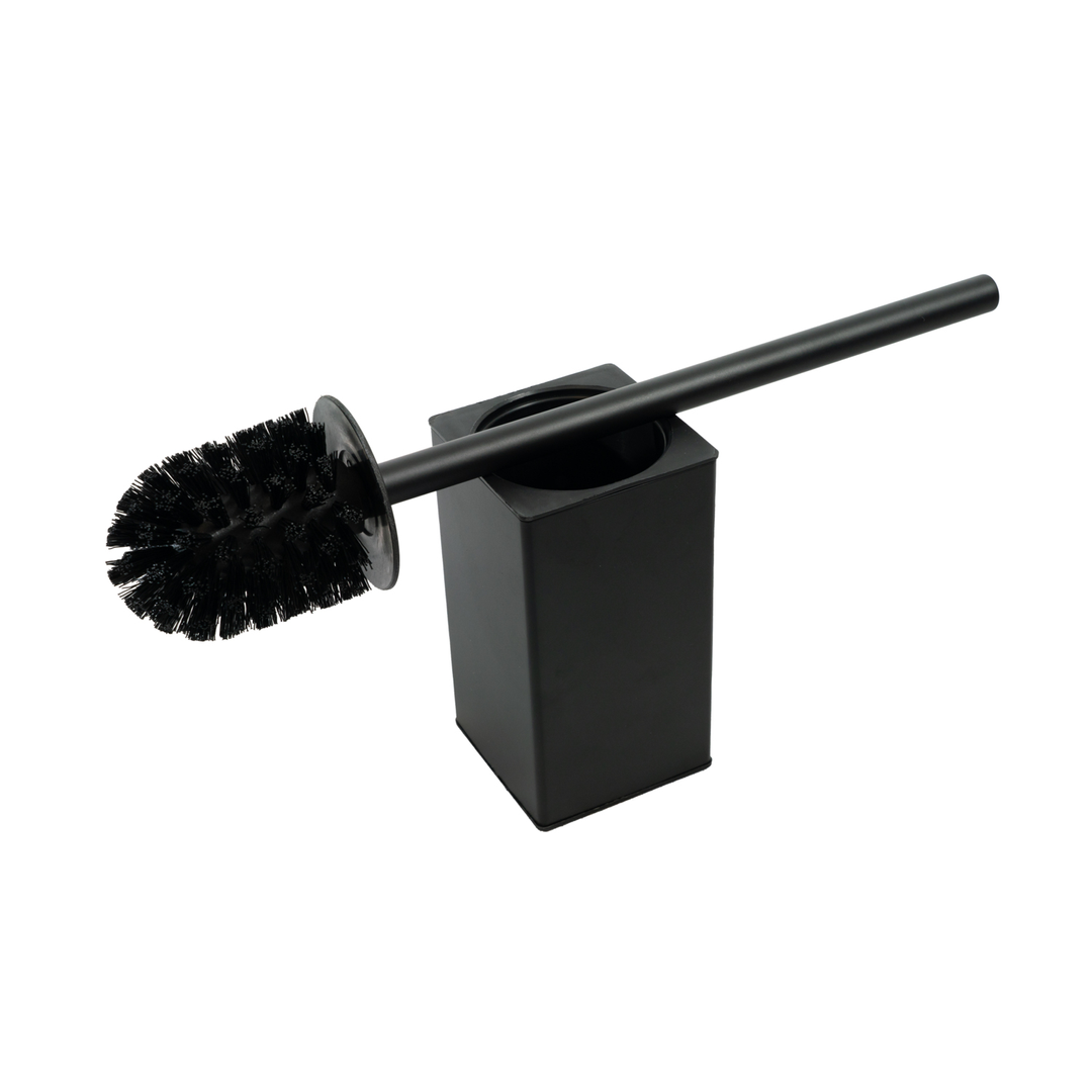 Aspire Midnight Toilet Brush &amp; Holder Square Matte Black