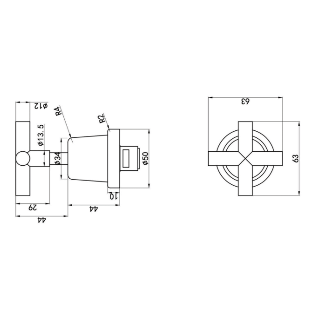 Aspire Air Cross Handle Wall Top Assemblies Brushed Brass