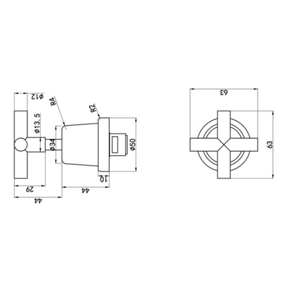 Aspire Air Cross Handle Wall Top Assemblies Brushed Brass