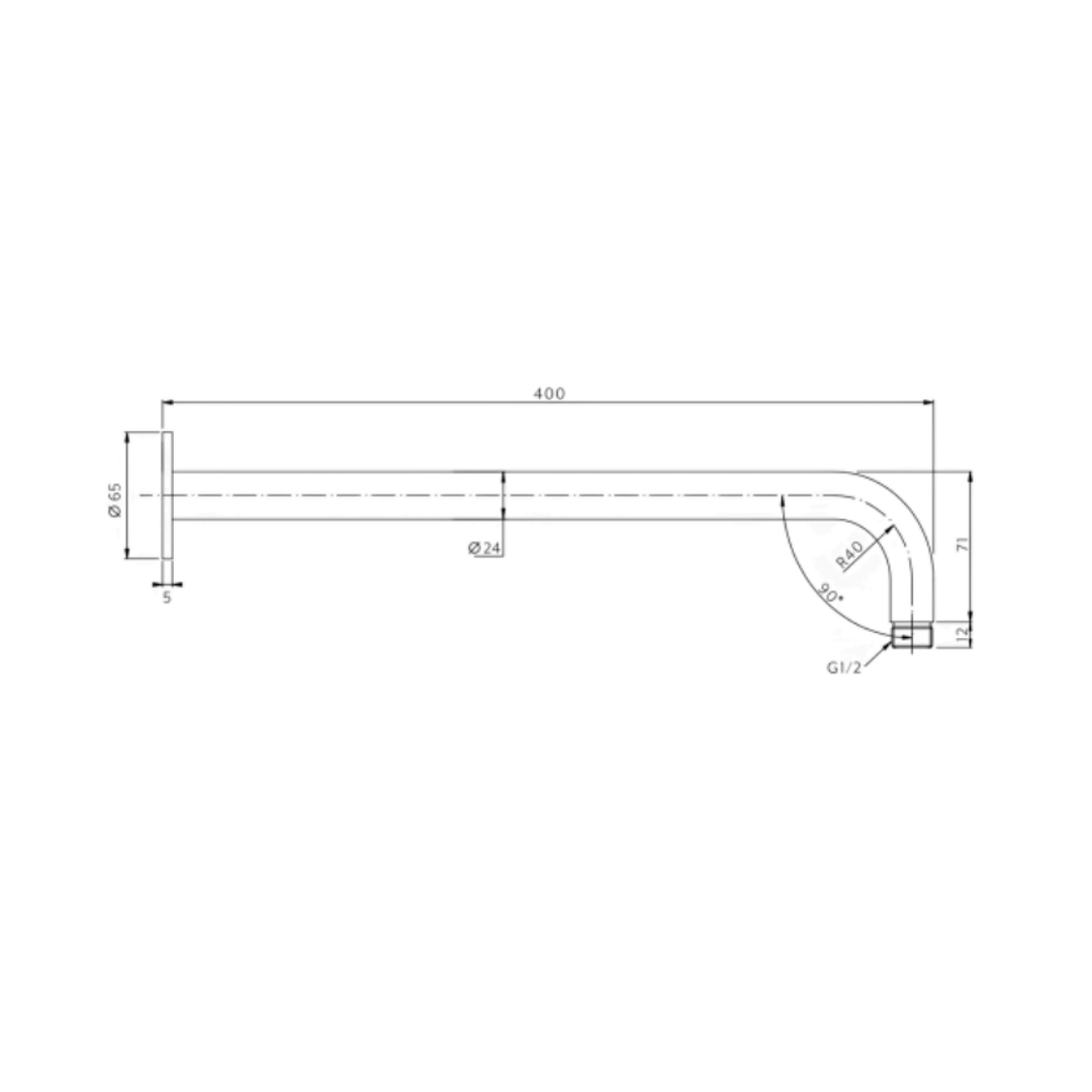 Aspire Air 400mm Shower Arm Brushed Brass