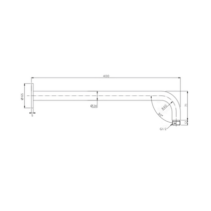 Aspire Air 400mm Shower Arm Brushed Brass