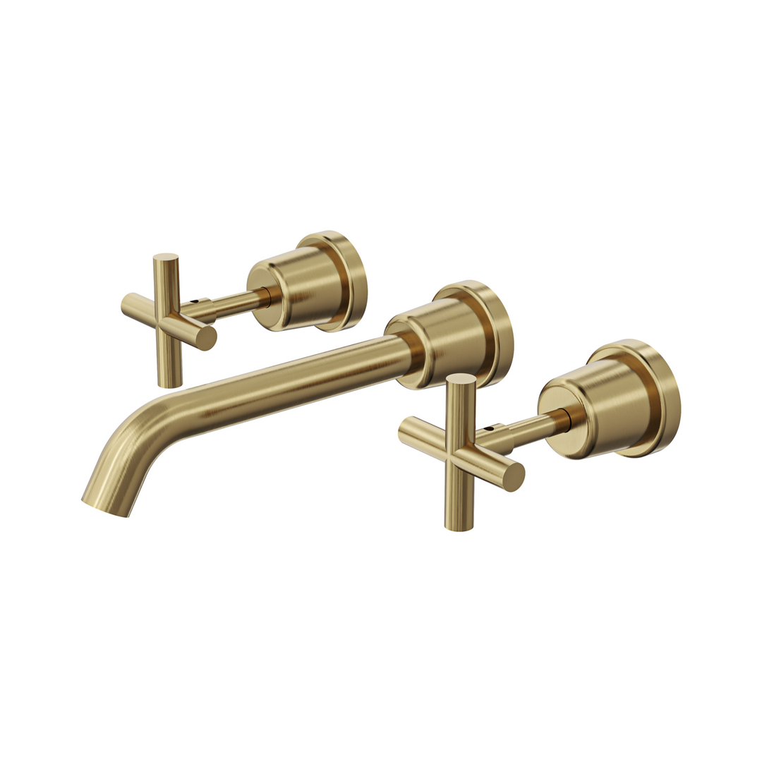 Aspire Air Cross Handle 3 Piece Basin/Bath Set Brushed Brass
