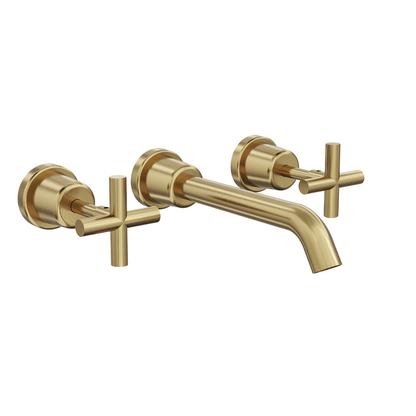Aspire Air Cross Handle 3 Piece Basin/Bath Set Brushed Brass