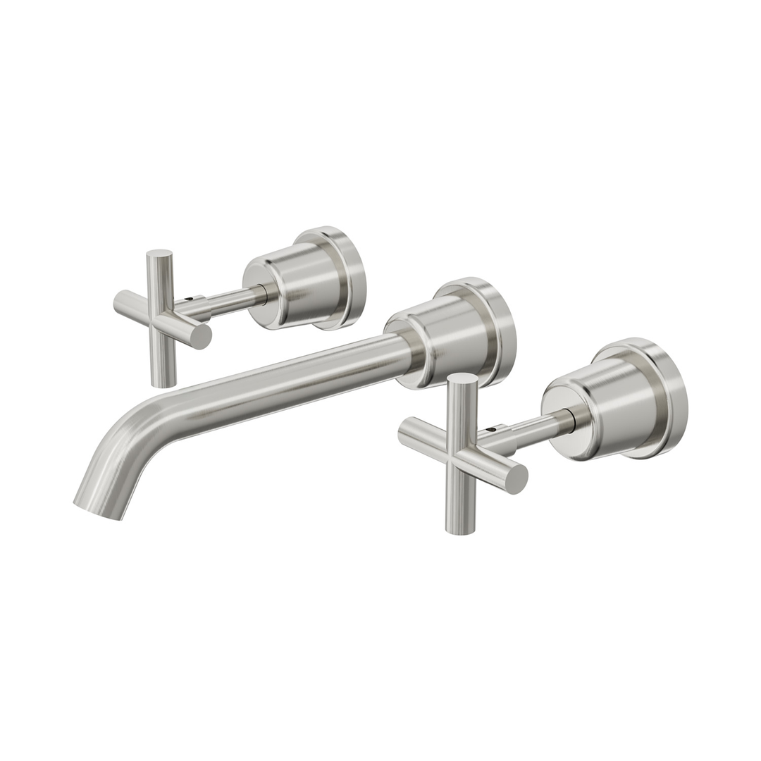 Aspire Air Cross Handle 3 Piece Basin/Bath Set Brushed Nickel