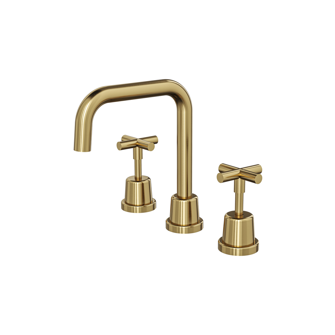 Aspire Air Cross Handle 3 Piece Basin Set Brushed Brass