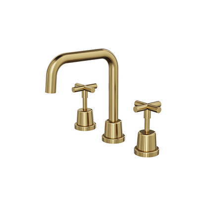 Aspire Air Cross Handle 3 Piece Basin Set Brushed Brass