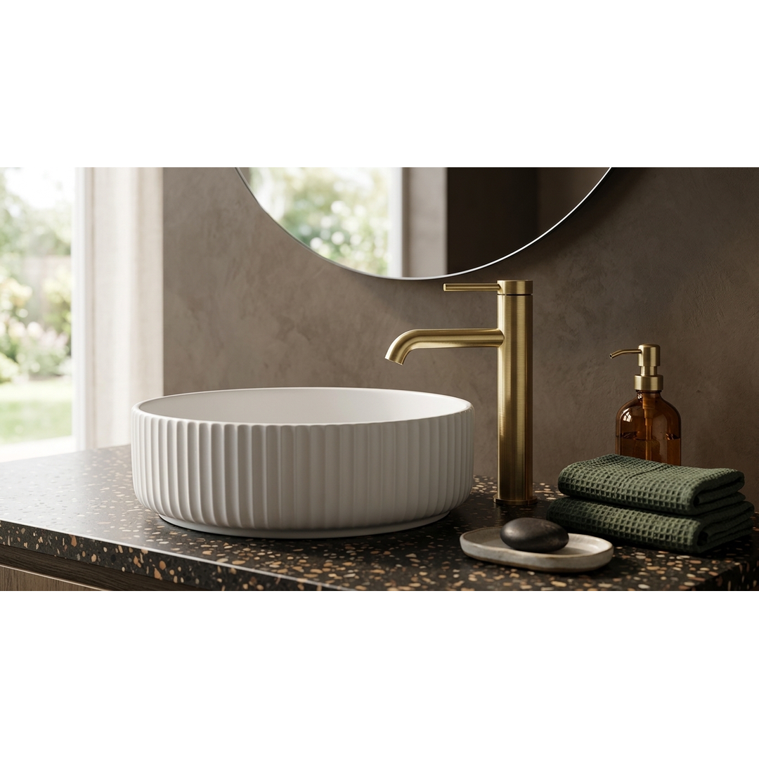Aspire Air Pin Lever Basin Mixer Brushed Brass