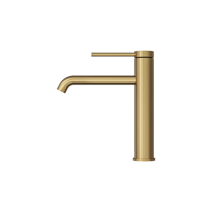 Aspire Air Pin Lever Mid Basin Mixer Brushed Brass