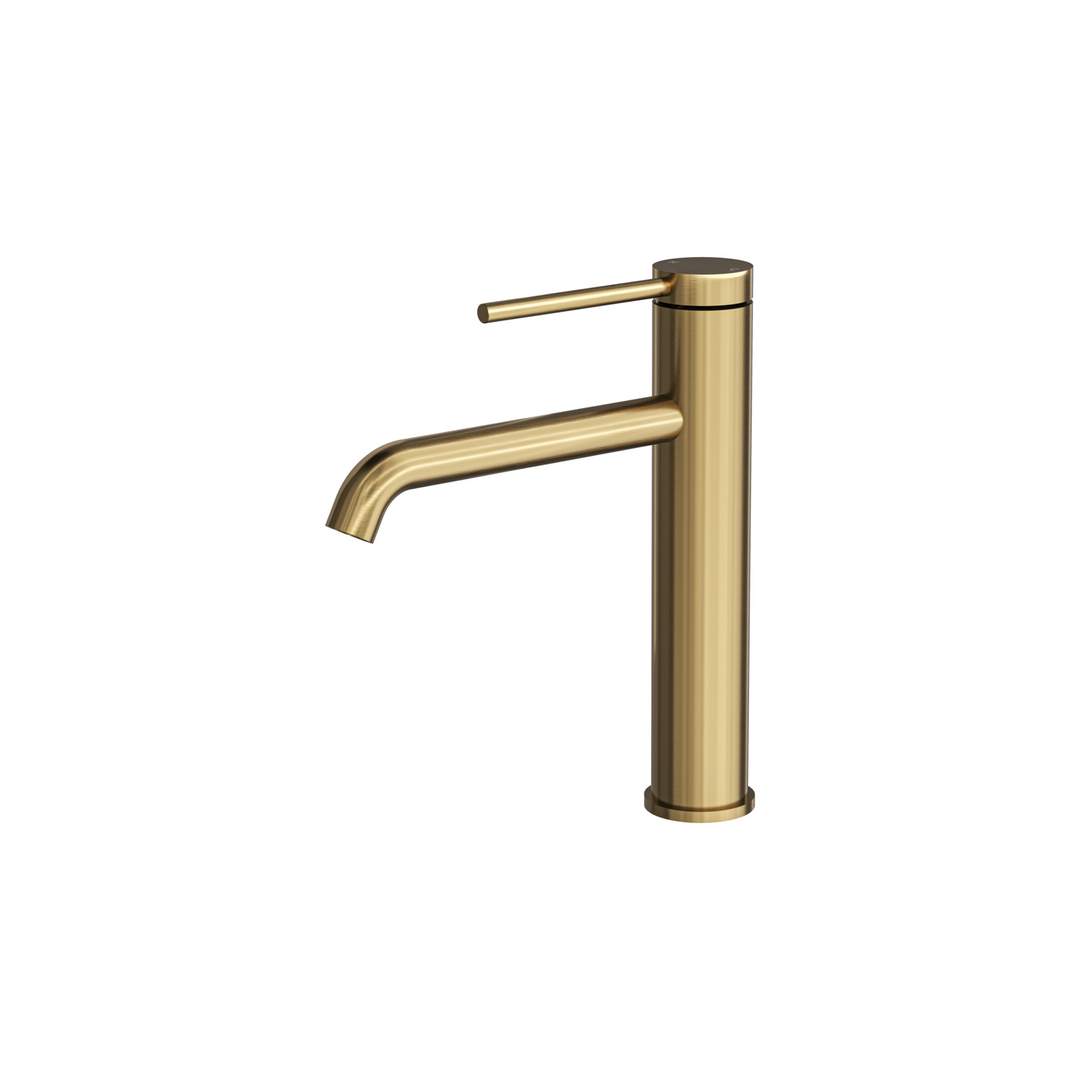 Aspire Air Pin Lever Mid Basin Mixer Brushed Brass