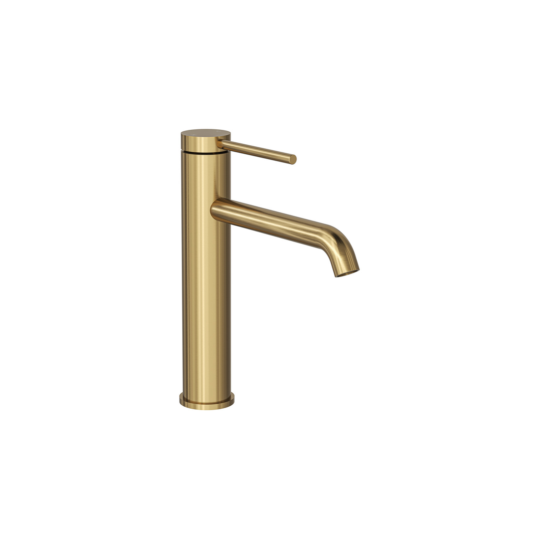 Aspire Air Pin Lever Mid Basin Mixer Brushed Brass