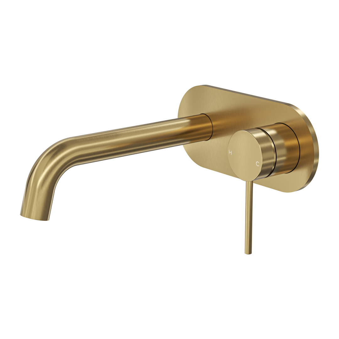 Aspire Air Wall Mixer With Spout And Plate Brushed Brass