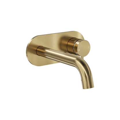 Aspire Air Wall Mixer With Spout And Plate Brushed Brass