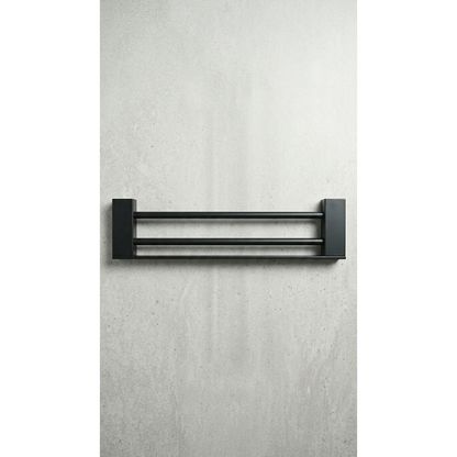 Aspire Midnight 600Mm Double Towel Rail Matte Black