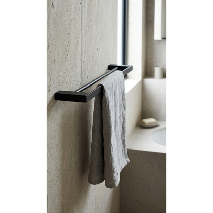 Aspire Midnight 600Mm Double Towel Rail Matte Black