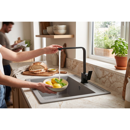 Aspire Midnight Sink Mixer Swivel Matte Black