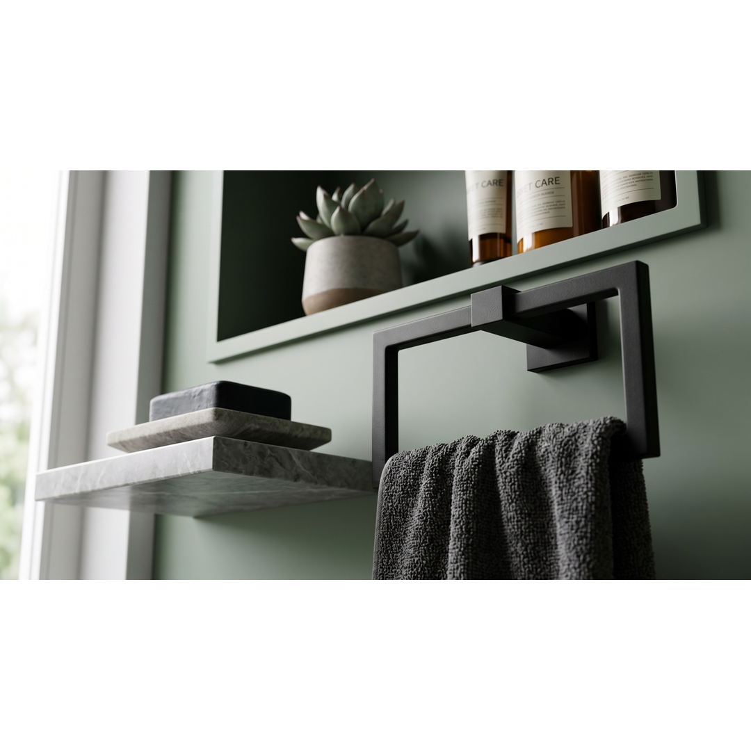 Aspire Midnight Towel Ring Matte Black
