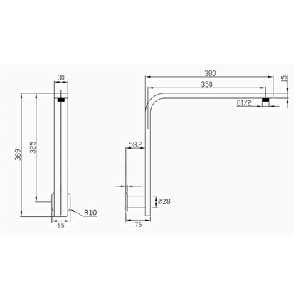 Aspire Nuovo 400mm Upswept Shower Arm Chrome