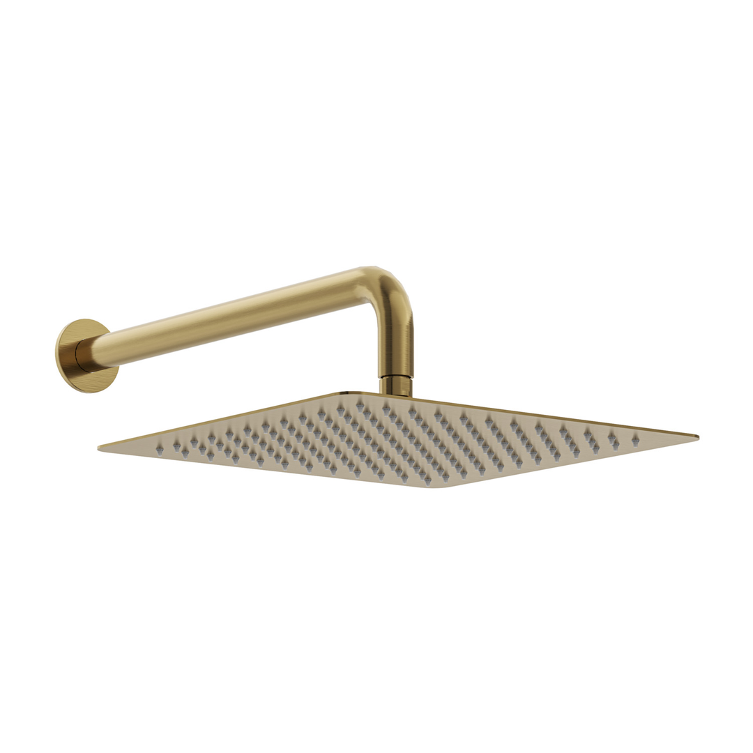 Aspire Nuovo Overhead Shower With Arm (300mm Head 400mm Arm) Brushed Brass