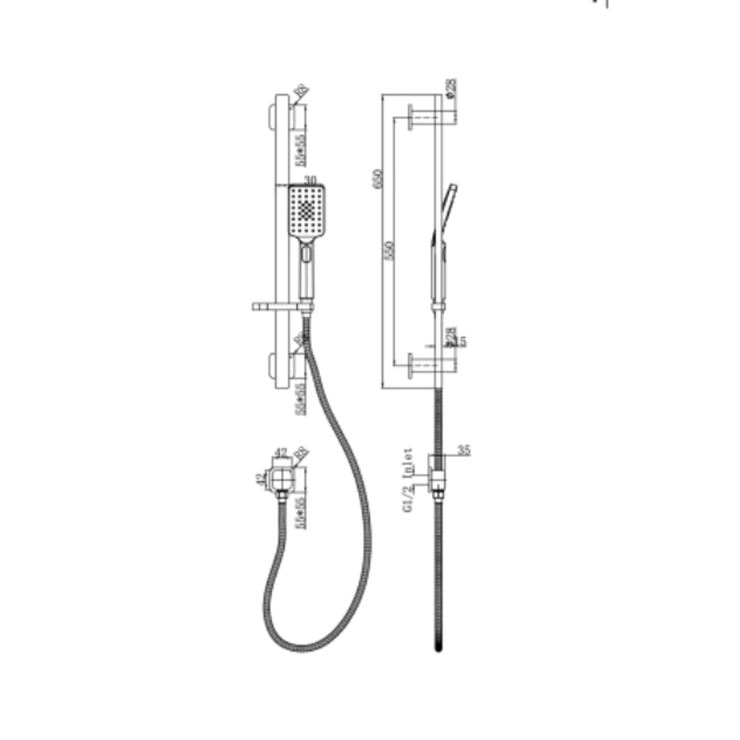 Aspire Nuovo Rail Shower Brushed Nickel