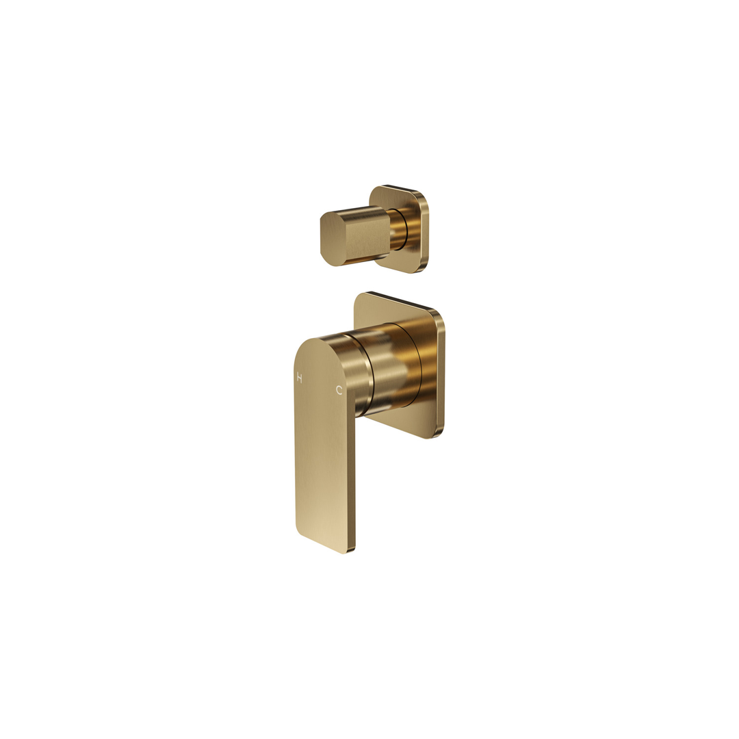 Aspire Nuovo Shower/Bath Mixer Diverter (Separate Plate) Brushed Brass