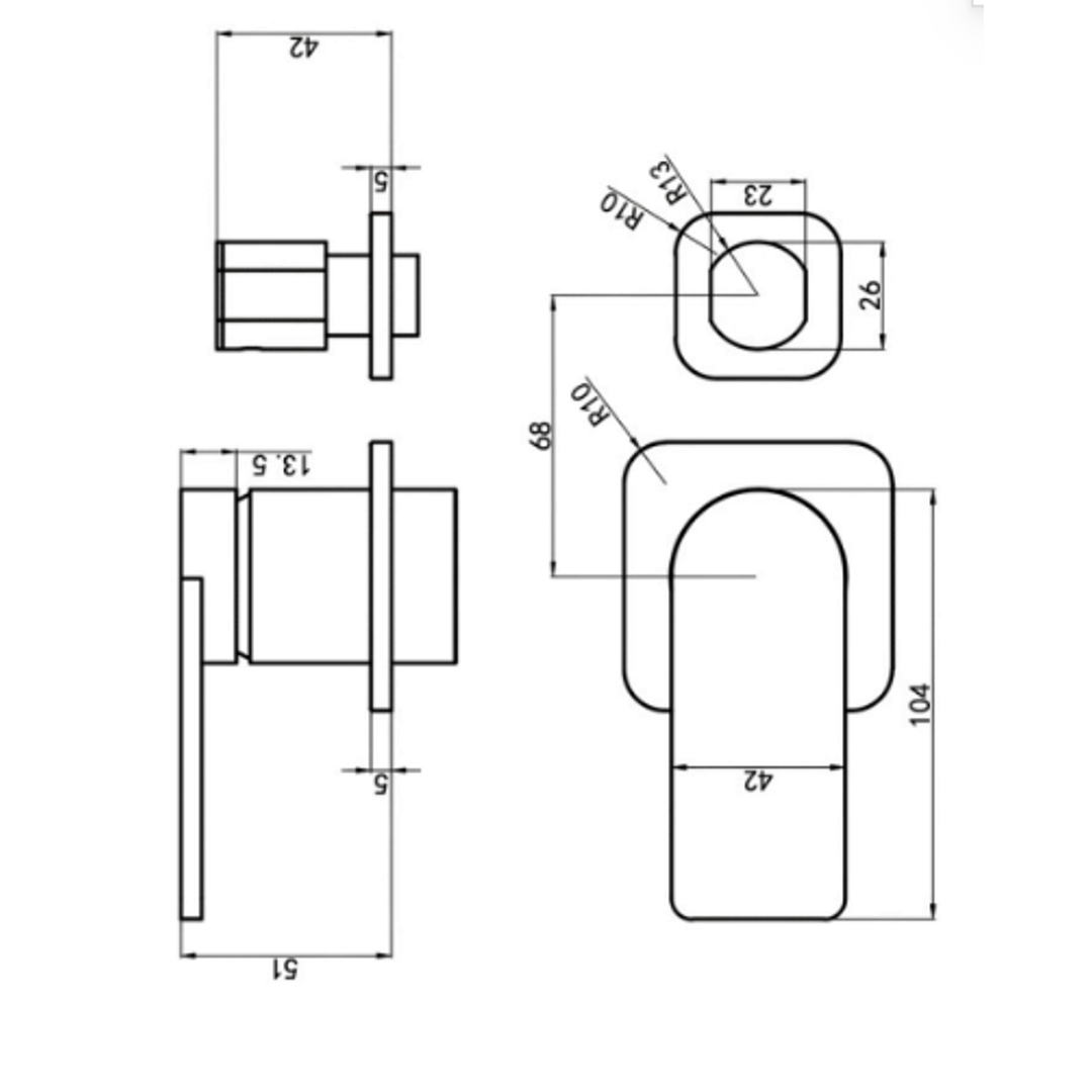 Aspire Nuovo Shower/Bath Mixer Diverter (Separate Plate) Brushed Brass