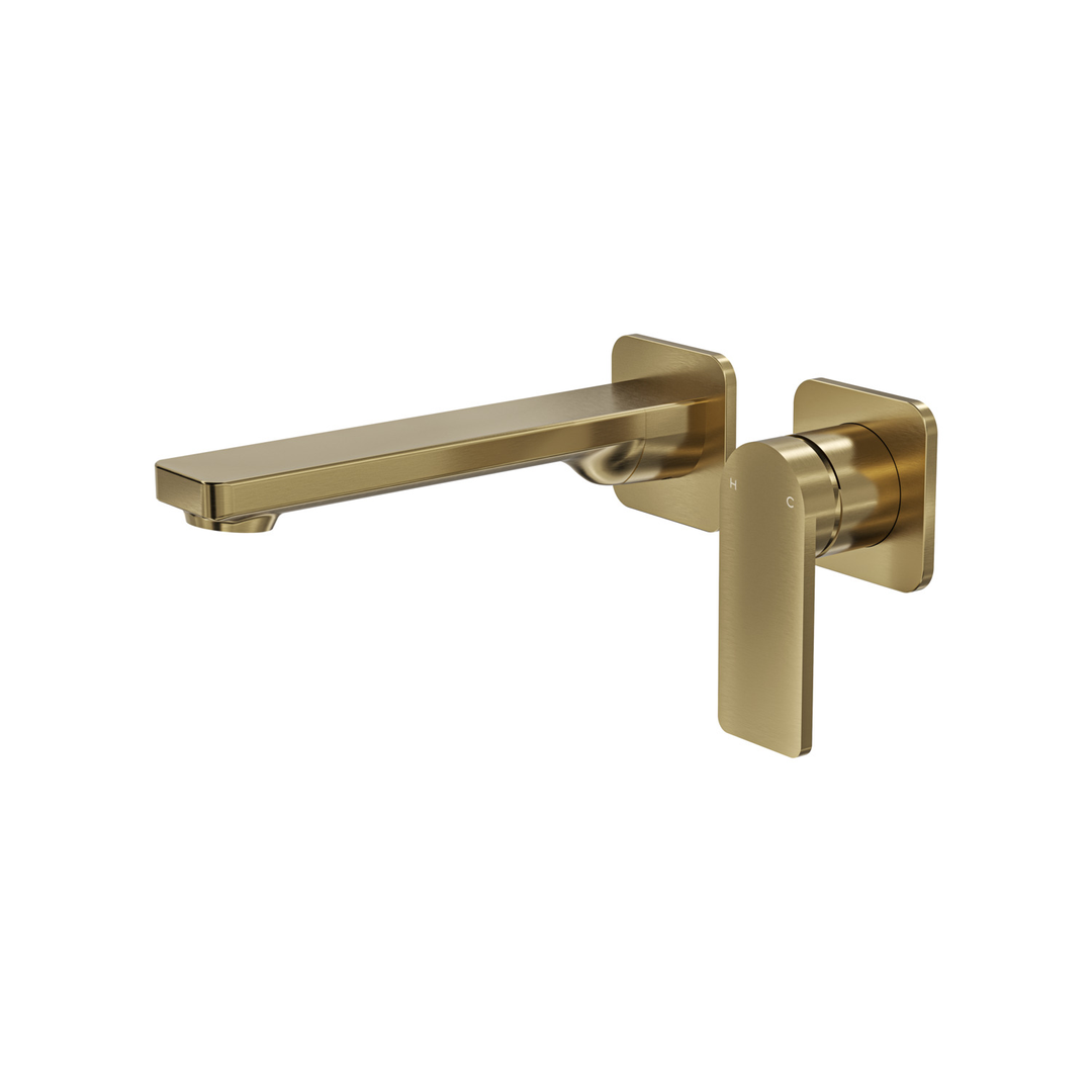 Aspire Nuovo Wall Basin/Bath Mixer (Separate Plate) Brushed Brass