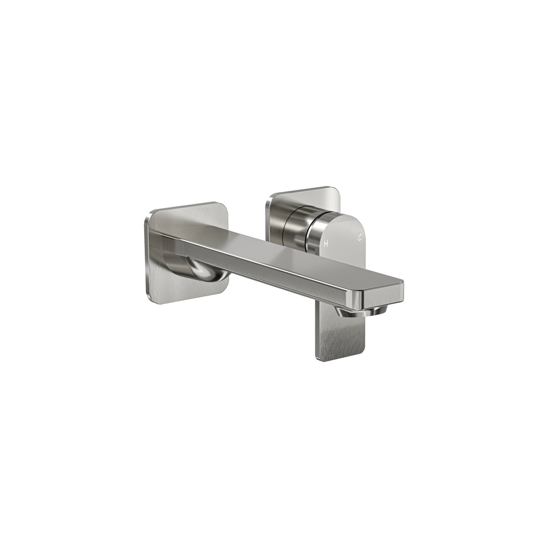Aspire Nuovo Wall Basin/Bath Mixer (Separate Plate) Brushed Nickel