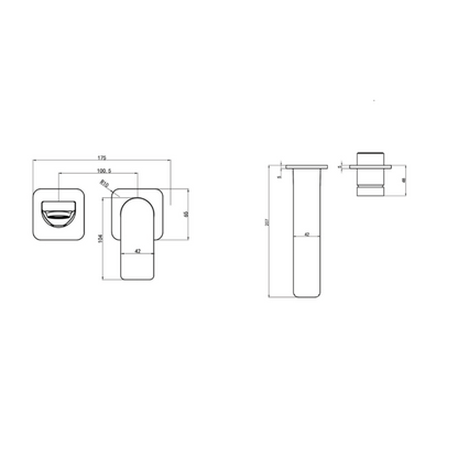 Aspire Nuovo Wall Basin/Bath Mixer (Separate Plate) Brushed Brass
