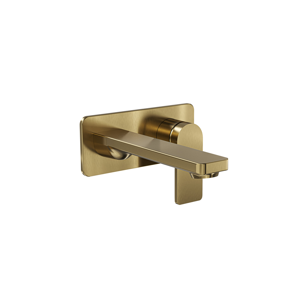 Aspire Nuovo Wall Mixer With Spout And Plate Brushed Brass