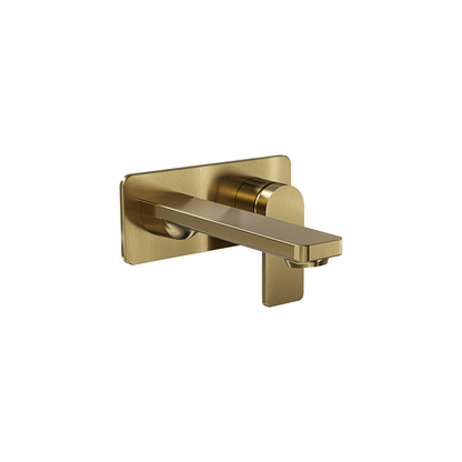 Aspire Nuovo Wall Mixer With Spout And Plate Brushed Brass