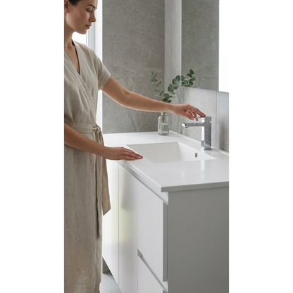 Aspire Unity II 1200 Vanity 1 Tap Hole W/Hung C/W Sq Ceramic Top White