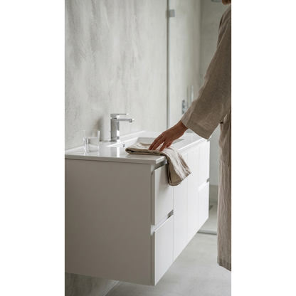 Aspire Unity II 1200 Vanity 1 Tap Hole W/Hung C/W Sq Ceramic Top White